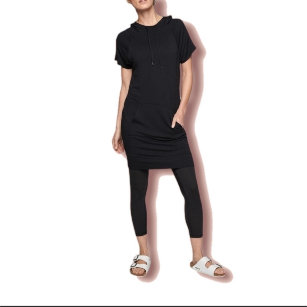 Athleta! Black casual dress hoodie Sz L - Picture 2 of 9